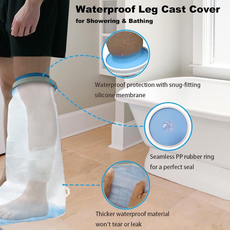 VerdGath Non-Slip Waterproof Leg Cast Cover for Shower Adult, Cast Protector for Shower Leg Adult, Leg Cast Bag for Shower Foot Cover for Shower After Surgery Reusable(24.8 in. Long) - Image 5
